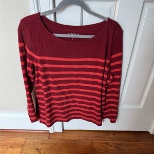 LOFT Red Long Sleeve Fitted Blouse